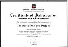 Chairman's Choice: Best of the Best Project award certificate