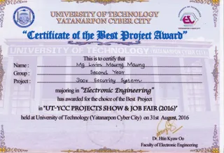 Door Security System award certificate